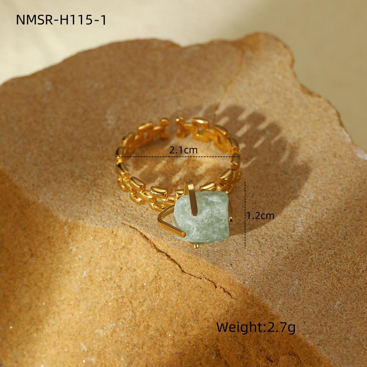 Wholesale Adjustable Open Titanium Steel Vintage Natural Stone Ring